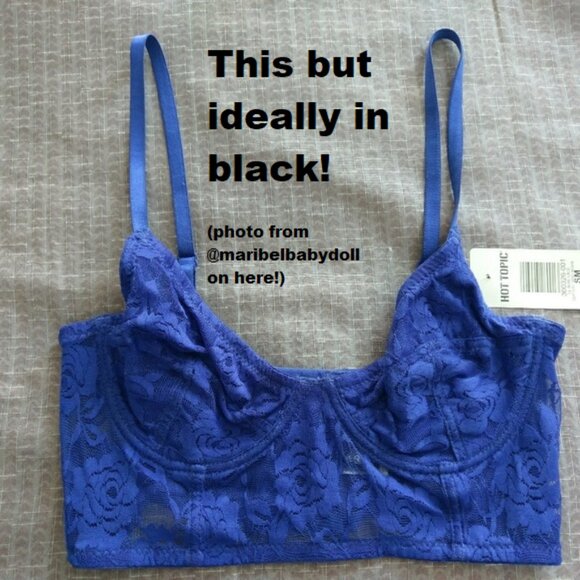 ISO: Hot Topic Black Floral Lace Longline Bralette in Size S (or XS or M) - Picture 3 of 4